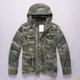 MORUANCLE Men's Casual Cargo Jackets With Multi Pockets Military Style Tactical Outerwear With Removable Hood Camo Clothing X0710