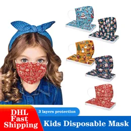 Christmas Cartoon Kids Disposable Face Masks Dustproof Breathable Boys and Girls Printed 3-layer Protective Mask 25 Styles