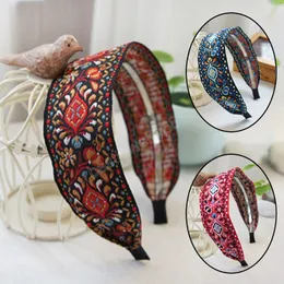 Bohemian Ethnic Embroidered Headband Bezel Hairbands For Women Hair Accessories Beautiful Ethnic Pattern Wide Hair Hoop