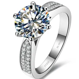 Klaster pierścienie Niesamowite 3CT 9.0mm Okrągły Cut D Moissanite Pierścionek zaręczynowy Solid Platinum 950 Biała Gold Fantastyczna Biżuteria