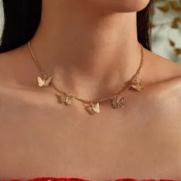 Złoto łańcuch motyl wisiorek choker naszyjnik damski oświadczenie collares bohemian plaża biżuteria prezent collier