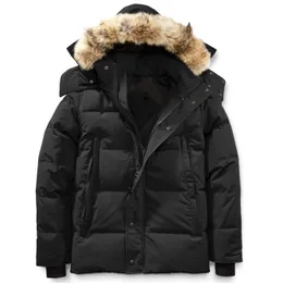 Men Short Down Parkas Removable Fur Ruff Winter Jacket Fusion Fit Warm Coat Designer Women Exterior Interior Pockets Zipper Stretch Rib Cuff Outwear