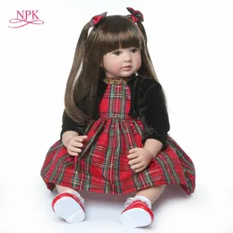 60cm Mycket stor Reborn Toddler Prinsessan Handgjord Silikon Vinyl Förtjusande LifeLike Baby Bonecas Girl Kid Bebe Doll Reborn Menina Q0910