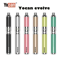 Autêntico Yocan Evolve Kit Cera Vaporizador Pen E Cigarro Starter Kits Quartzo Dual Bobinas 650mAh Bateria 6 Cores Em Estoque