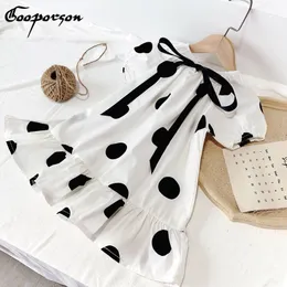 Gooporson Summer Children Dresses Little Girls Clothing Bow Tie Dots Cute Kids Princess Costume Vestidos Beach Girl Clothes 210508