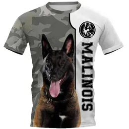 Malinois 3D tryckt T-shirt för män Sommar Casual Tees Kortärmad T-shirts Rolig Drop 01 210629