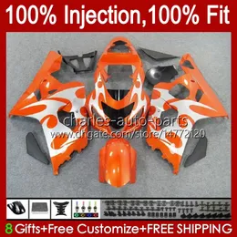 Injektionsformkropp för SUZUKI GSXR 750CC 600CC 750 600 CC 2004-2005 43NO.58 GSXR-750 GSXR600 GSXR750 K4 2004 2005 GSXR-600 GSX-R750 04 05 OEM Fairing Kit Orange Silvery