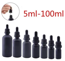 블랙 서리 낀 유리 에센셜 오일 향수 병 E 액체 시약 피펫 아이 Dropper 아로마 테라피 5ml-100ml