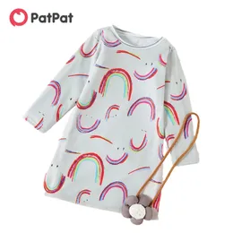 Przyjazd Spring and Autumn Baby Toddler Cutie Rainbow Dress Odzież dziecięca Girls 210528