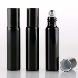 Nachfüllbare dicke 5ml leere Rolle auf Glasflasche frostig schwarz für ätherische Öl Parfüm Flasche Metall Rollerball 500 stücke von dhl botella