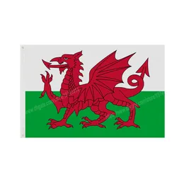 Wales Flag Welsh Dragon Banner UK United Kingdom Lion Crest German 90 x 150cm 3 * 5 ft Custom Outdoor can be Customized