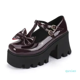 Sukienka Buty Damska Platformy Perły Bowknot Chunky High Heel Sandals Punk Creepers Japoński Harajuku Dark JK 5styles 2022