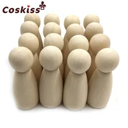 100pc/lot Girls Peg Dolls 1.35" Solid Hardwood Natural Unfinished Turnings-Ready for Paint or Stain-Waldorf Wooden People 211106