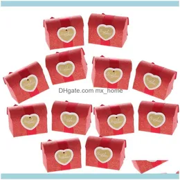 Gift Festive Supplies Home & Gardengift Wrap 12 Pcs Upscale Printed Heart Sticker Candy Bag Wedding Party Favors Box With Bowknot Package Bi