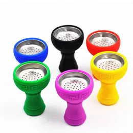 Tigelas de cachimbo de água de silicone Shisha titular de carvão de carvão resistente ao calor Colorido alto grau de silicone tigela de silicone com filtro de metal