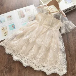 甘い女の子のレースの刺繍のドレス子供夏の服のファッションの花嫁介添人ドレス幼児210529