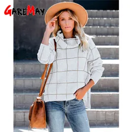 High Quality Turtleneck Sweater Women Loose Plaid Casual Thickening Black Soft Warm Winter Woman Knitting Pullovers 210428