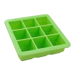 Bar Formy 9 Grid Grade Grade Silikonowe ICES Tray Formy z pokrywką Kształt Kształt Kuchnia Tawerna Akcesoria GWE13459