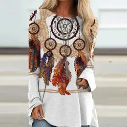 Женская футболка Harajuku Tshirts Women Plus Size Fashion Fashion Leisure Print с длинным рукавом круглый шея повседневные свободные топы Ropa de Mujer 2021