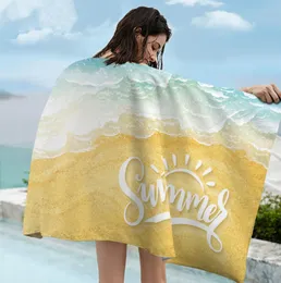 Najnowszy drukowany ręcznik plażowy 160x80 cm, letnia wyspa surfingowa, ultra-cienkie filtr przeciwsłoneczny i szybkie suszące dwustronne polar, obsługuje niestandardowe logo
