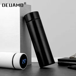 Custom LED Temperature Display Water Bottle Touch Screen intelligent measurement Double Vacuum flask Thermos Cup Gift 210615