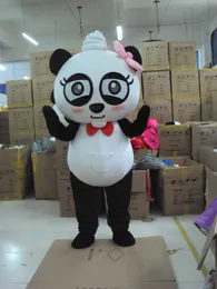 Mascot Costumes Panda Bear Mascot Costume Dorosła postać Mascot Cartoon Postacie Zielone ubrania PANDA Cosplay na Halloween