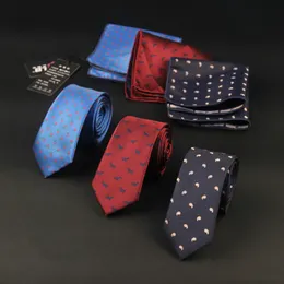 27colors Mens Polyester Silk Slim Neck Slipsar 6cm och Pocket Square Handkerchiefs Set Fashion Designer Wedding Suit 50sets / Lot