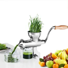 Hand Rostfritt stål Wheatgrass Juicer Manual Auger Slow Squeezer Frukt Vete Gräs Grönsak Orange Juice Press Extractor