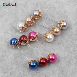 Double Pearl Brooch Snowflake Bow Decoration Accessories Enamel Needle Brooch Silk Scarf Buckle Pure Copper Fittings