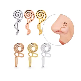 Tendência de aço inoxidável espiral falso nariz nariz anel que não perfurando clipe de nariz em forma de u no nariz jóias orelha manufatura mulheres mulheres