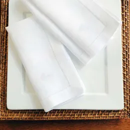 12 Stück weiße Cocktailservietten mit Hohlsaum für Party, Hochzeit, Tischdecke, Leinen-Baumwollservietten, 4 Größen erhältlich
