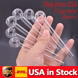 100 stks / partij Pyrex Glas Olie Burner Pipe Clear 4inch 10 cm Hand Roken Water Pijpen Transparant Great Tube Oil Nail Pipes Lokaal Warehouse in de VS.