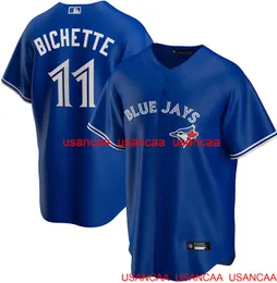 Сшитый Bo Bichette Blue #11 Jersey Мужчины женщины молодежный бейсбол XS-5XL 6xl