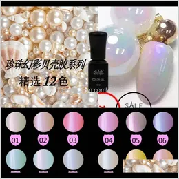 도매 -12 색 5ml Che Pearl Shell Shell Shell Gel Soak Off LED UV 네일 아트 빌더 폴란드어 매니큐어 젤 DIY 살롱 SET WXBPC GVL2Q