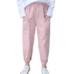 Cargo Pants For Girls Solid Color Autumn Winter Sweatpants Children Casual Style Clothes 6 8 10 12 14 210527