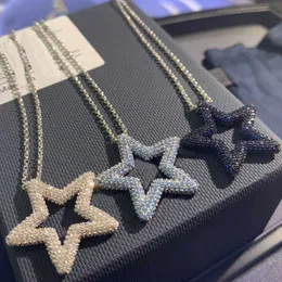 Умбодисто мода ожерелье серебряное цветное небо голубое лагуна звездный кулон асфальтированный цирконий регулируемый женский бренд ювелирных изделий подарок x0707