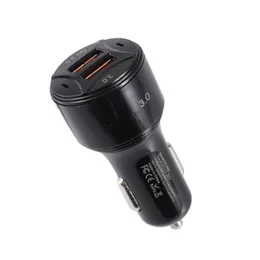 Caricabatterie per auto QC a doppia carica rapida 2 porte USB Carica per auto rapida per Samsung Huawei Xiaomi QC3.0 Caricatore del telefono cellulare