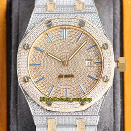 Etykiety biżuteria Zegarki RFF 15400 Najnowsze produkty A3120 Automatyczne w pełni Lukierki Out Mens Watch Gold Diamond Dial Diamonds Case 15202 67652 15502 Dwie Bransoletka Tone