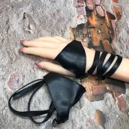 Five Fingers Gloves Leather Fashion Design Korean Apparel Accessories Strappy Punk Costume Fingerless Women Lolita Wrist Band
