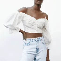 Kadın Yaz Nokta Şifon Ince Bluzlar Üstleri Gömlek Uzun Kollu Beyaz Kadın Zarif Kawaii Rahat Düğme Üst Blusas Giysileri 210513