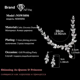 Luxury Crystal Zircon Wedding Jewelry Set för kvinnor Vittguldfärg Afrikanska smycken Set Water Drop Earrings Necklace Set AS56 2313H