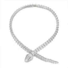 Fashion Brand Queen's Full Diamond Cz Zircon Snake Necklace Gift Party Jewelry Necklaces Animal Snakes Designed Luxury Chocker