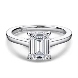 Ren 925 Sterling Silver Smycken För Kvinnor Ringar Halo Single Stone 2.5 CT Bröllop Engagement Gift 211217