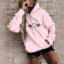 여성용 후드 스웨터 브랜드 청소년 핑크 긴팔 까마귀 인쇄 스웨터 풀오버 가을 겨울 따뜻한