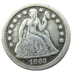 US 1860 P / S Liberdade Sentado Dime Prata Banhado Copiar Coin Artesanato Promoção Preço de Fábrica Nice Acessórios em Casa Prata Moedas