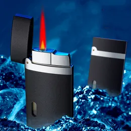 Nova Tocha Vermelha Flama Isqueiro Jet Metal À Prova de Cigarros De Gás De Cigar Cigar Luminoso Isqueiro Inflado Fumar Acessórios Gadgets Presente