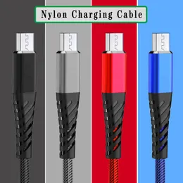 Cables del teléfono de la red de pesca 1M 3 pies USB Micro Durable 2.4A Cable Tipo-C con transmisión y cargador rápido