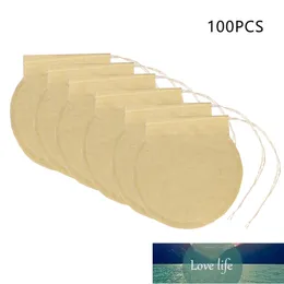 100 Pcs Biodegradable Tea Filter Bags Disposable Tea Filter Bags Empty Corn Fiber Drawstring Seal Filter Tea Bags