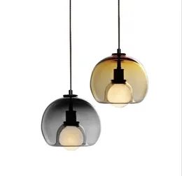 Lampada a sospensione a sfera in vetro nordico Lampada a sospensione moderna semplice da pranzo Camera da letto Comodino Deco Apparecchio a sospensione Ristorante Bar Illuminazione industriale Lampada a sospensione Lam