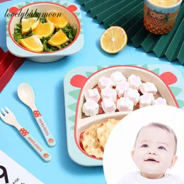 5 sztuk Baby Naturalne bambusowe naczynia bambusowe bambusa Bowl Tableware Dzieci Dzieci Cute Cartoon Nowy Rok Prezent Prezent Zestaw Cartoon Bowl G1210